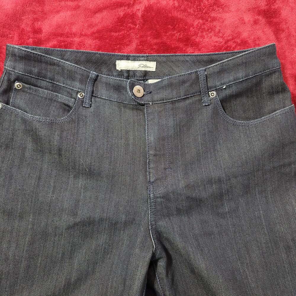 Chico's Platinum Dark Blue Zip Ankle Denim Jeans 1 Medium New Without Tags
